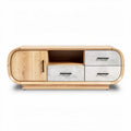 Wooden media console with storage drawers and open shelf 120 x 40 x 50cm