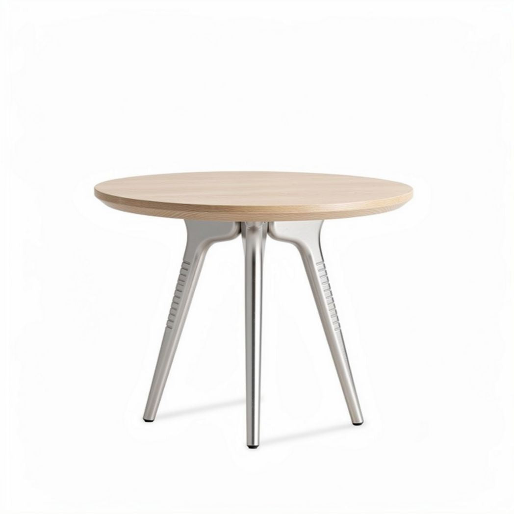 Wooden round table with aluminum legs 80 x 80 x 75cm for dining or living room