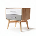 Wooden nightstand with two drawers in gray and white finish 40 x 40 x 50cm