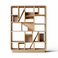 Wooden bookshelf with geometric design for living room and office 80 x 30 x 120cm