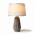 Table lamp with geometric ceramic base and fabric shade 30 x 30 x 45cm