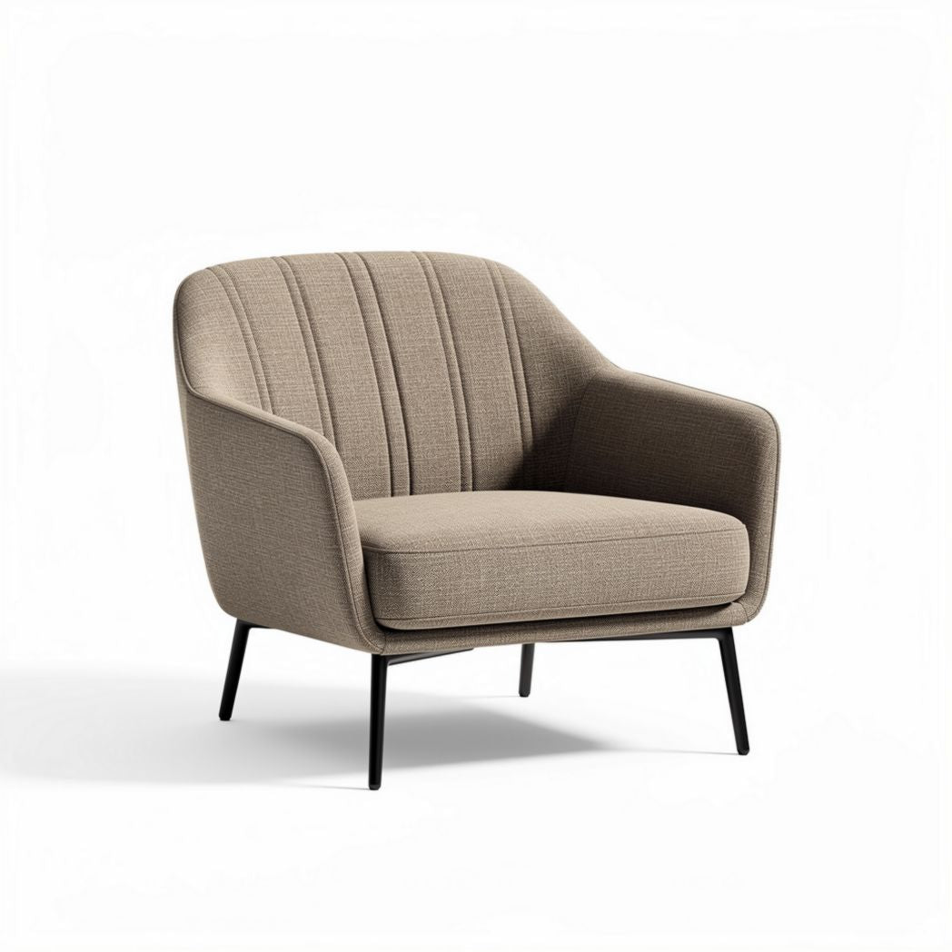 Fabric accent chair with metal frame in beige 32 x 29 x 30 inches