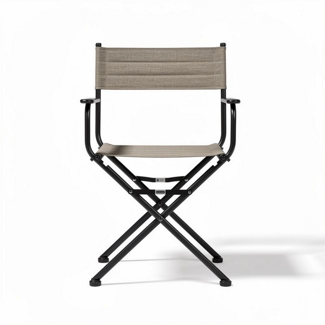 Folding chair with breathable fabric seat and sturdy black metal frame 45 x 50 x 80cm